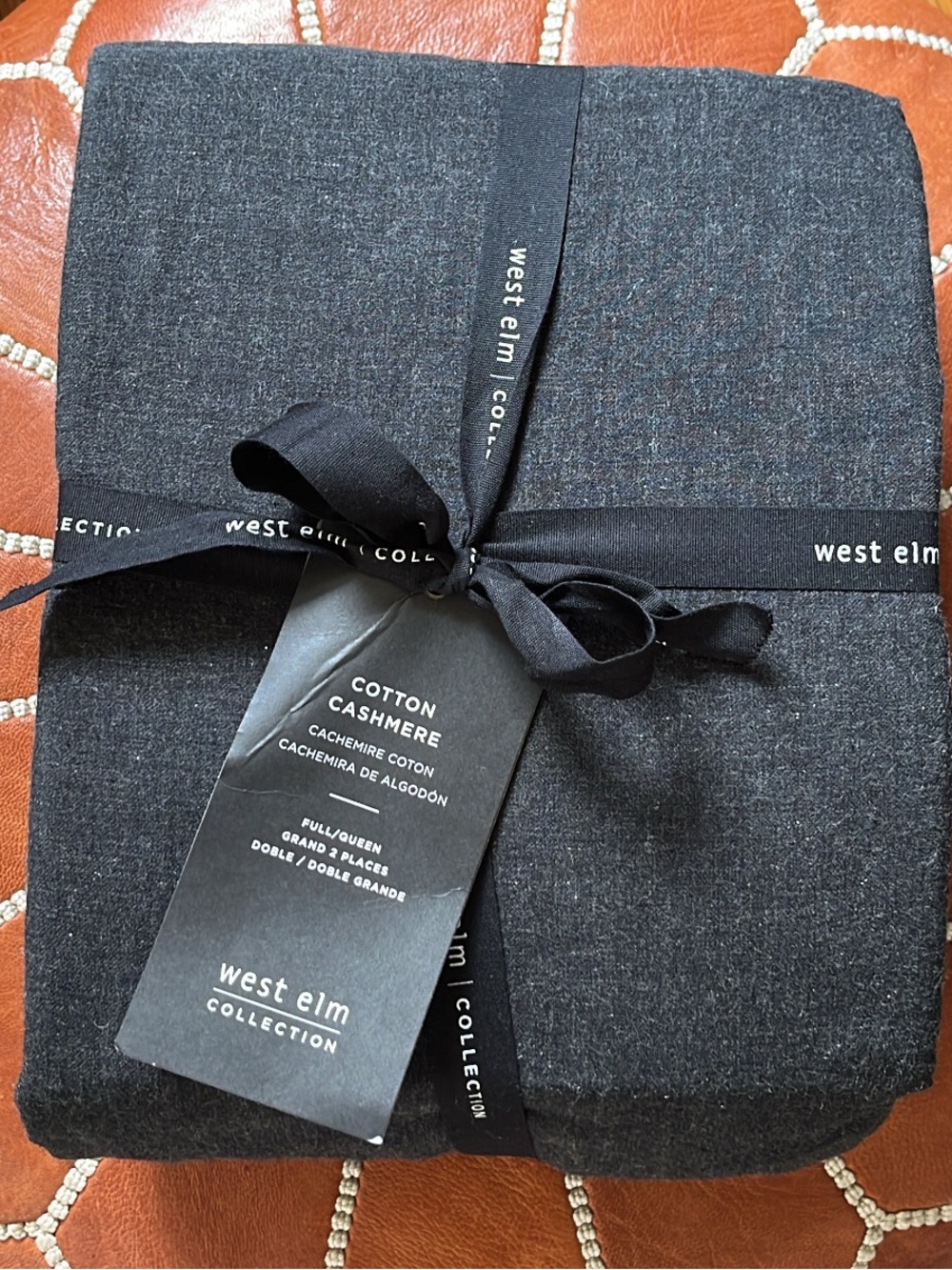 West Elm Collection Cotton Cashmere Duvet Cover - Charcoal